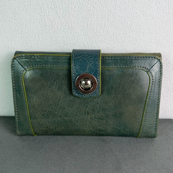 Wilsons Leather Pelle Studio Vintage Teal and Green Leather Wallet - Picture 1 of 8